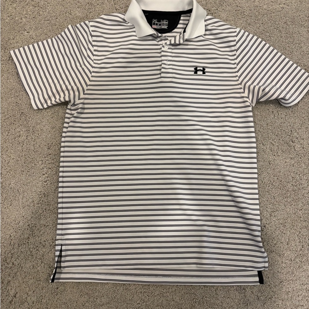 Under Armour Striped Polo Shirt - Black and White